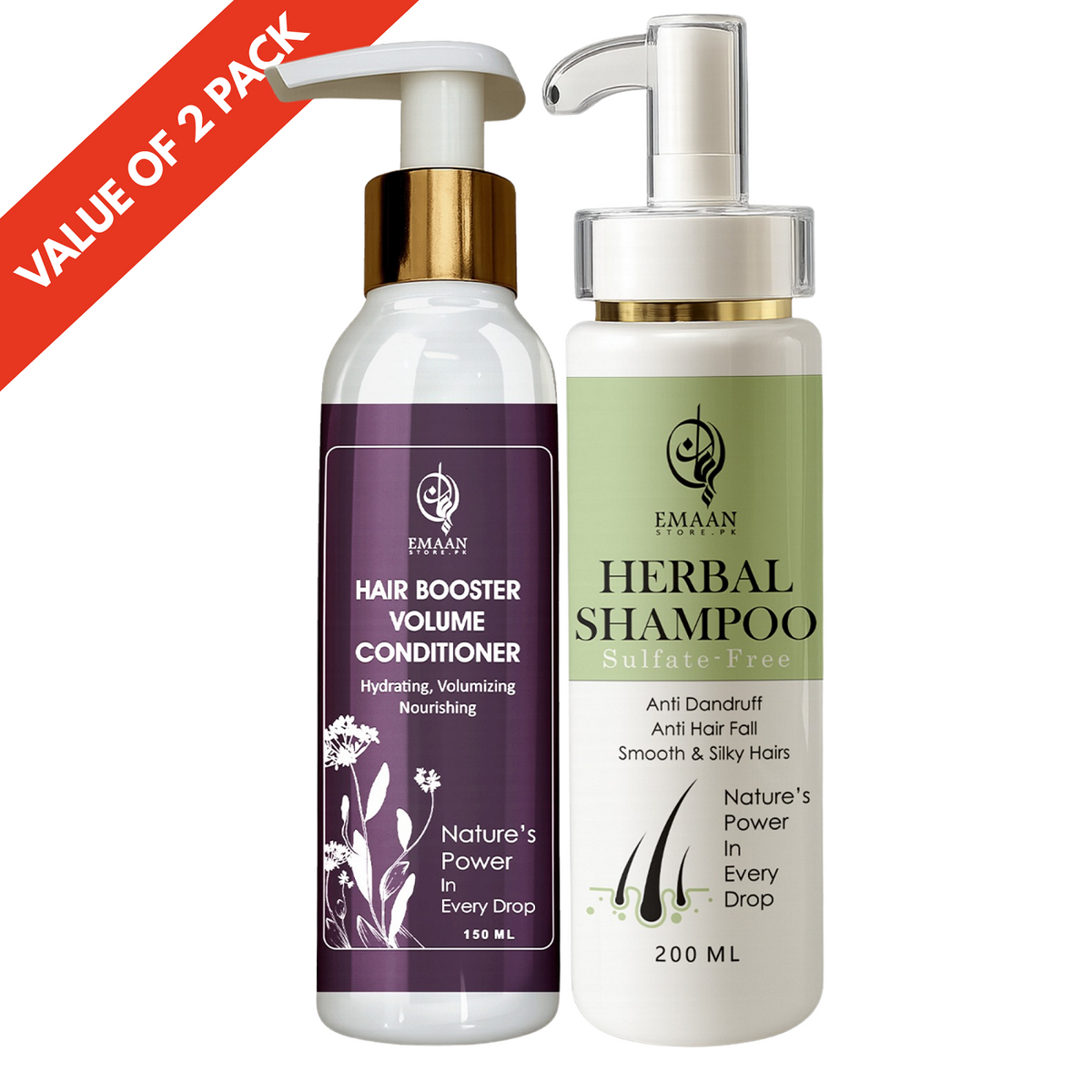 Emaan Hair Care Power Duo – Herbal Shampoo & Volume Conditioner